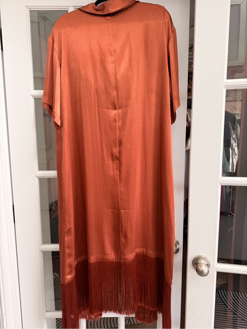 Eloquii Rust Orange Fringe Duster - Picture 3 of 3